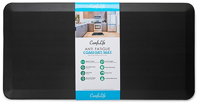 ComfiLife Anti Fatigue Floor Mat - Perfect Kitchen Mat, Standing Desk Mat - Comfort at Home, Office, Garage - Durable - Stain Resistant - Non-Slip Bottom - Black, 20"x39"