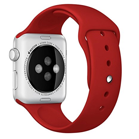 For Apple Watch Band,Voberry® Soft Silicone Sport Style Replacement Band for Apple Wrist Watch (42mm, Red )