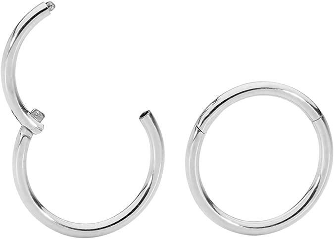 365 Sleepers 1 Pair Stainless Steel 20G (Very Thin) Hinged Segment Ring Hoop Sleeper Earrings Body Piercing 5mm / 6mm / 7mm / 8mm / 9mm / 10mm