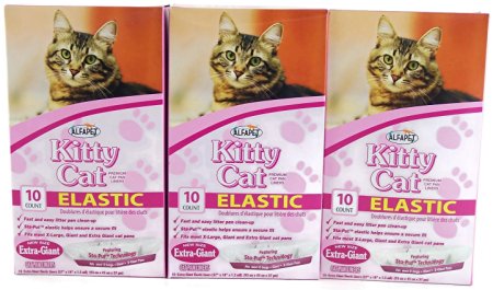 Alfapet Kitty Cat Extra-giant Elastic Sta-put Litter Box Liners 10 Per Box (3...