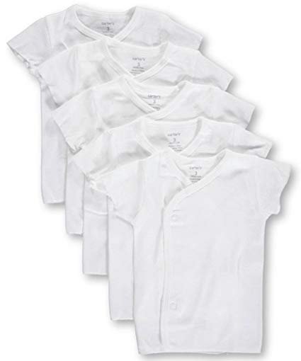 Carters Unisex Baby 5-Pack Side-Snap T-Shirts - white, 6 months