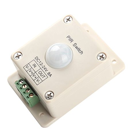 BQLZR DC 12V~24V 8A Automatic LED PIR Motion Sensor Switch Light Lighting Delay Time 10 Seconds for Staircase