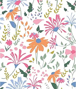 Roommates RMK12174PLW White Bella Garden Peel and Stick Wallpaper