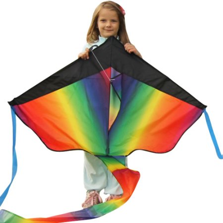 Huuuuge Rainbow Kite For Kids - One Of The Best Selling Toys For Outdoor Games Activities - Good Plan For Memorable Summer Fun - This Magic Kit Comes With Lifetime Warranty and Money Back Guarantee