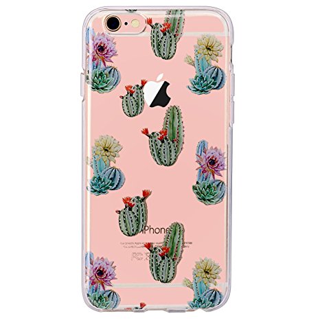 iPhone 6 Plus/6S Plus Case, LUOLNH HD Floral Series TPU Bumper Soft Protective Slim Flexible Silicone Glossy Skin Cover Phone Case for iPhone 6 Plus/6S Plus 5.5 inch -Cactus Flower