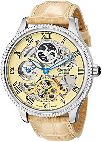 Ingersoll Men's IN2713CR "Ulzana" Stainless Steel Automatic Watch with Beige Leather Band