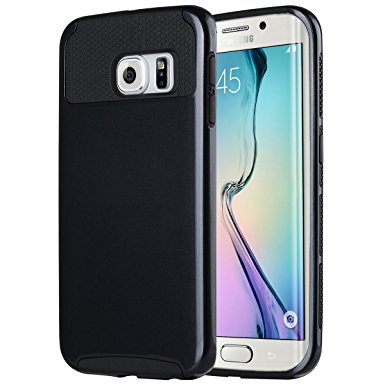 Galaxy S6 Edge Case, ULAK 2 in 1 Hybrid Dual Layer Protective Slim Fit Case Cover for Samsung Galaxy S6 Edge (5.1" inch) 2015 Release - Black/Black