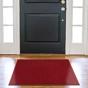 Ottomanson Ottohome Collection Non-Slip Rubberback Modern Solid Design 2x3 Indoor Area Rug/Entryway Mat, 2'3" x 3', Red