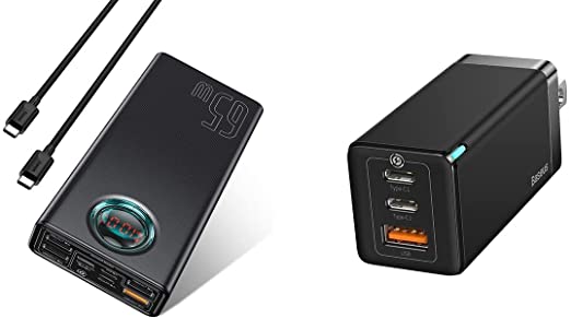 Baseus 30000mah Portable Charger and Baseus 65W 3 Port USB C Charger