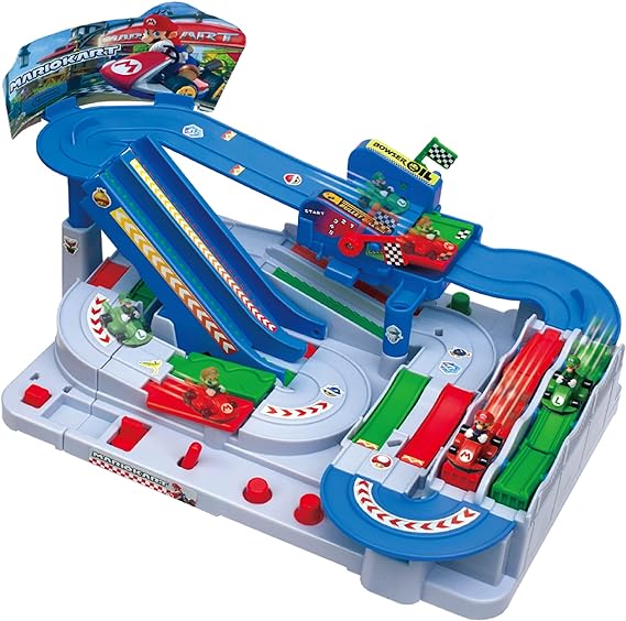 Epoch Games Super Mario Kart Racing Deluxe, Challenging Obstacle Course Track with Collectible Super Mario Kart Figures (7433)