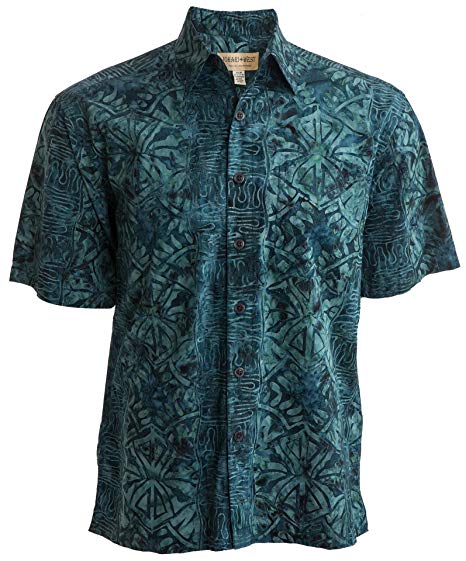 Geometric Forest Tropical Hawaiian Batik Shirt By Johari West