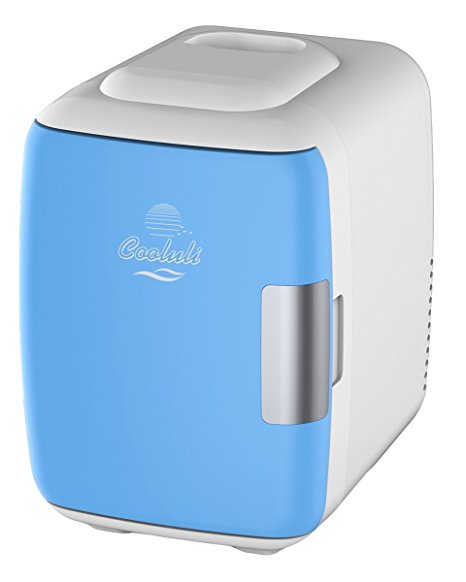 Cooluli Electric Cooler and Warmer (4 Liter / 6 Can): AC/DC Portable Thermoelectric System w/ USB Power Cord (Blue)