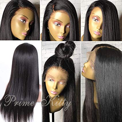 360 Lace Wig Pre Plucked Hunman Hair Wigs Silky Straight Human Hair Wigs for Black Women with Baby Hair 360 Wig 360 Lace Frontal Wig for High Ponytail Updo 360 Wig 16"#1 Jet Black Color 130%