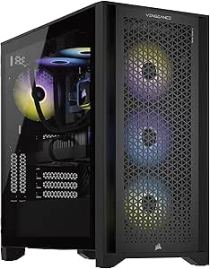 Corsair Vengeance a7300 Series Gaming PC - Liquid Cooled AMD Ryzen 5 7600X CPU - NVIDIA GeForce RTX 4070 Super GPU - 32GB Vengeance RGB DDR5 Memory - 1TB M.2 SSD - Black