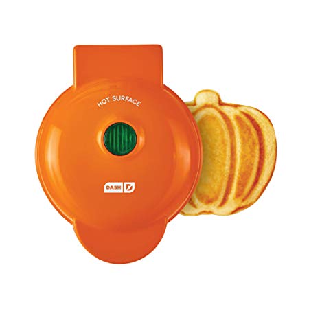 Dash DMWP001OR Mini Waffle Maker Machine for Pumpkin Shaped Individual Waffles, Paninis, Hash browns, & other on the go Breakfast, Lunch, or Snacks - Orange