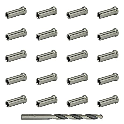Muzata 20Pack Stainless Steel Protector Sleeves Protective Cable Railing Kit Hardware Grommet for 1/8" Wire Rope Wood Posts T316 Marine Grade Deck Stair Railing CR13,CP1