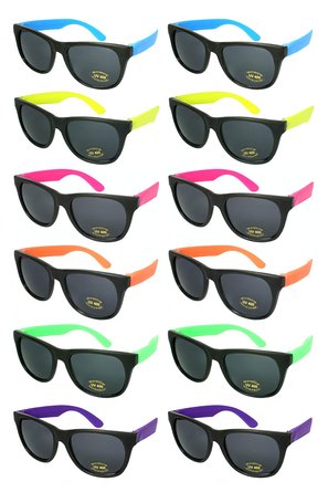Edge I-Wear 12 Pack 80s High Quality Neon Wayfarer Sunglasses with 100 UV Protection  Made in Taiwan
