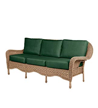 Prospect Hill Outdoor Patio Deep Seating Sofa Furniture - Includes Cushions - All Weather Woven Resin with Aluminum Frame - 84 W x 35 D x 36.5 H - Driftwood with Forest Green Cushions