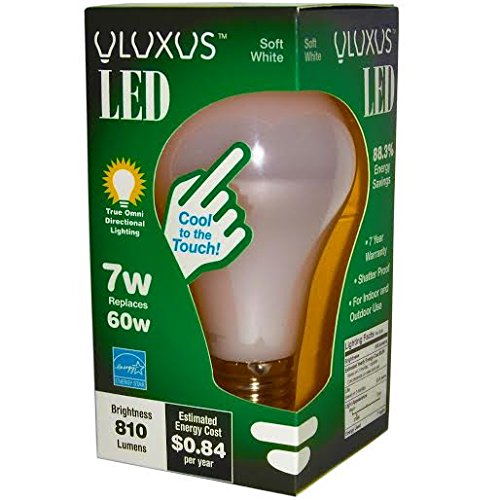 ULUXUS 7 Watt A19 LED Light Bulb, 60W Equivalent: 2700K Warm Soft White Light, Dimmable, E26 Medium Base (1 Pack)