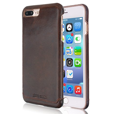 Pierre Cardin iPhone 7 Plus Leather Case Protective Slim Fit Snap On Hard Back Cover for iPhone 7 Plus Coffee Brown