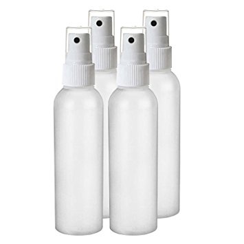 MoYo Natural Labs 2 oz Spray Bottles Fine Mist Empty Travel Containers, TSA Approved BPA Free HDPE Plastic for Essential Oils and Liquids/Cosmetics (Pack of 4, HDPE Translucent White)
