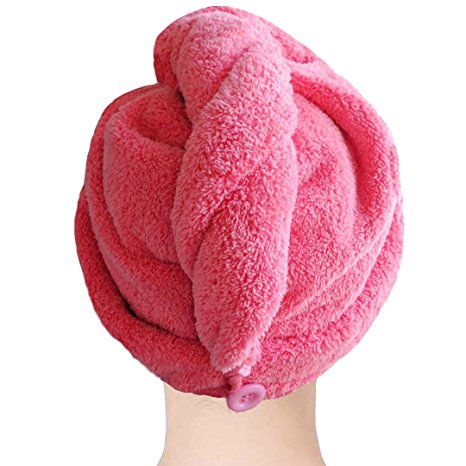 DearyHome Microfiber Hair Towel Fast Drying Turban Towel Absorbent Hair Wrap for Bath, Spa, Makeup(Rose)