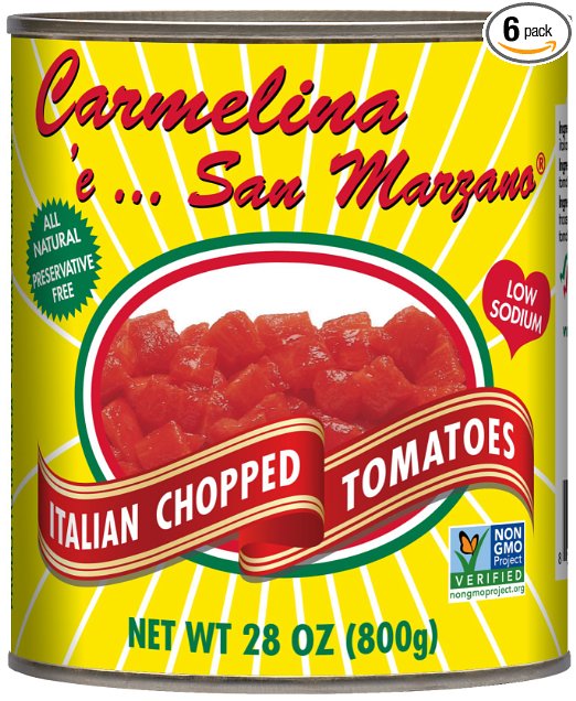 Carmelina San Marzano Italian Chopped Tomatoes in Puree, 28 ounce (Pack of 6)