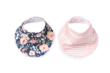 Baby Bandana Drool Bibs for Drooling and Teething 2-Pack Fashion Bibs Gift Set “Audrey” by Copper Pearl