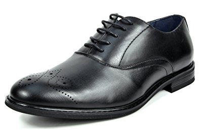Bruno MARC PRINCE Men's Modern Classic Brogue Lace Up Leather Lined Perforated Dress Oxfords Shoes
