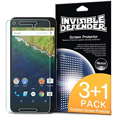 Nexus 6P Screen Protector - Invisible Defender [3 Front 1 Free/MAX HD CLARITY] Lifetime Warranty Perfect Touch Precision High Definition (HD) Clarity Film for Huawei Nexus 6P