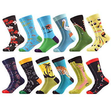 WeciBor Men's Funny Casual Combed Cotton Novelty Crazy Fancy Socks Packs