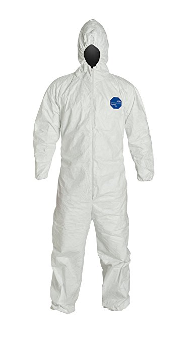 DuPont Tyvek 400 TY127S Individually Packed Disposable Protective Coverall with Hood and Elastic Cuff for PPE Vending Machines, White, Medium (Retail Pack of 1)