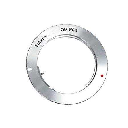 Fotodiox Lens Mount Adapter - Olympus Zuiko (OM) 35mm SLR Lens to Canon EOS (EF, EF-S) Mount DSLR Camera Body - silver