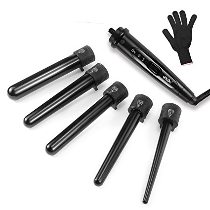 Bestope Hair Wand Set 5 in 1 Hair Curler Iron Wand with 5 Interchangeable Barrels and Heat Protective Glove