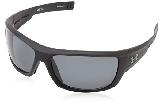 Under Armour Rumble Satin Carbon Frame, with Black Rubber and Storm (ANSI) Gray Polarized Green Mirror Lens