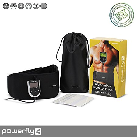 PowerFly Unisex Abdominal Muscle Toning Belt - Pro Abdominal Training Belt, Slimming Belt (Batteries Not Included, Requires 2 AAA)