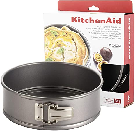 KitchenAid Non Stick Cake Tin for Baking Springform Cake Round Cake Tin Cheesecake Tins 24 cm Cake Tins 9 inch Cake Tin Baking Tins for Cakes non Stick Dishwasher Safe Oven Tray Square Trays 20 8