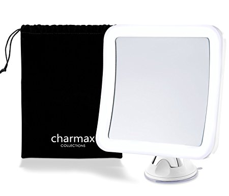Charmax 7x Magnifying Lighted Makeup Mirror, Natural LED Light Bathroom Vanity Mirror, Battery Operated Travel Mirror w/ Bag, Square
