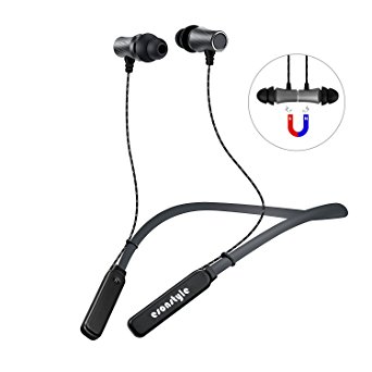 Esonstyle Neckband Bluetooth Headphones,Wireless Bluetooth Stereo Headset V4.1 Noise Cancelling Sweatproof Sports Earbuds Magnetic earphone with Mic (black)