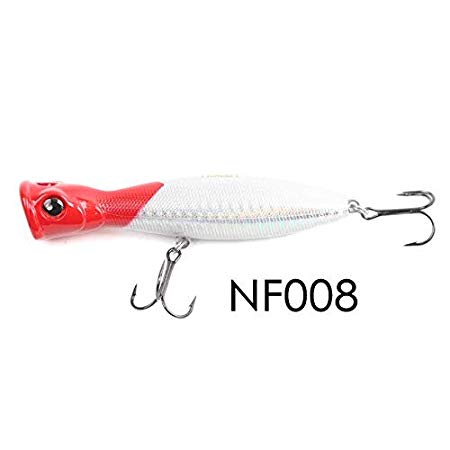 NOEBY Omegabite Top Water Popper Game Fish Lures for Trout Bass Walleye Bluegill & Shallow Water or Light Game Saltwater Tuna Skipjack Mackerels Cobia Queenfish Trevally Weight 0.4oz 4" Long (9100)