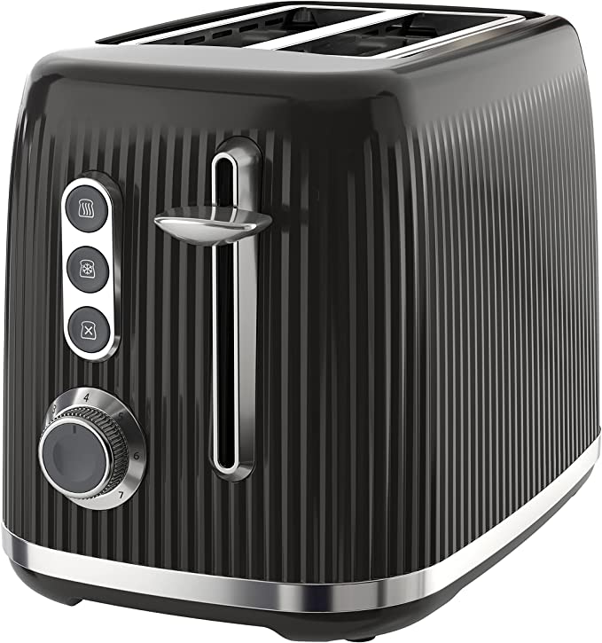 Breville Bold Black 2-Slice Toaster with High-Lift and Wide Slots | Black and Silver Chrome [VTR001]