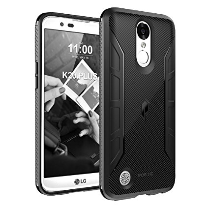 Poetic Karbon Shield Slim Fit LG K20 Plus / LG K10 2017 / LG LV5 /LG K20 V TPU Case Cover With Anti-Slip Side Grip and Carbon Fiber Texture for LG K20 Plus / LG K10 2017 / LG LV5 /LG K20 V Black