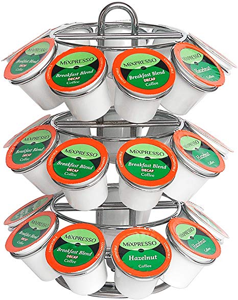 Mixpresso K-Cup Holder | Strong Spinning Carousel Coffee K Cups | Holds 27 K Cup Coffee Pods
