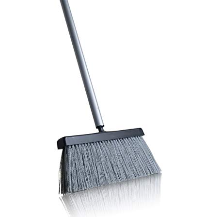 Fuller Brush Deep Reach Black Slender Complete Broom – 11” Sweeping Path - Gathers Large Debris & Fine Particles – Low Profile for Easy Reach - 48" Steel Handle