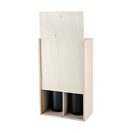 Twine Marketplace 2 Bottle Paulownia Wood Wine Box, Brown