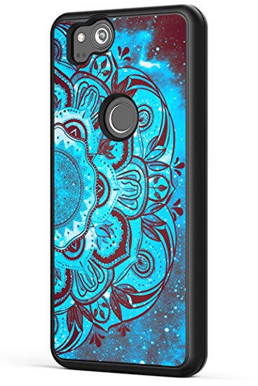 Pixel 2 XL Case Mandala,Gifun [Anti-Slide] and [Drop Protection] Soft Black TPU Protective Case Cover for Google Pixel 2 XL 2017 Release - Beautiful Blue Mandala Design