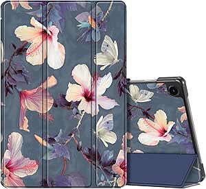 Fintie Slim Case for Samsung Galaxy Tab A9 Plus/A9  11 Inch 2023 Model (SM-X210/X216/X218), Ultra Thin Lightweight Hard Back Shell Tri-Fold Stand Cover with Auto Wake/Sleep, Blooming Hibiscus