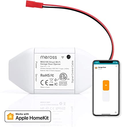 meross Smart Garage Door Opener Remote, Compatible with Apple HomeKit, Amazon Alexa, Google Assistant, SmartThings, Multiple Notification Modes, No Hub Needed