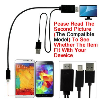 Anoke MHL Micro USB 3.0 to HDMI Cable Adapter For Samsung Galaxy S3, S4, S5, Note2, Note3, Note4, Note Edge, Mage, Tab 3, Note - Black