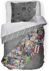 Jay Franco Marvel Comics 80th Anniversary Twin Comforter & Sham Set - Super Soft Kids Reversible Bedding - Fade Resistant Microfiber (Official Marvel Product)